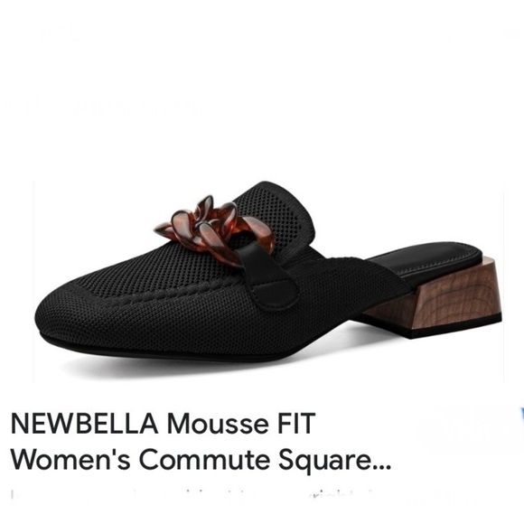 NEWBELLA Mousse FIT Commute Mules Sandals Black Amber Chain Knit Preppy Like New - Picture 10 of 12